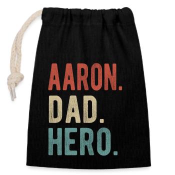 Aaron Dad Hero - Closable cotton gift bag (14x20cm) - black - Front