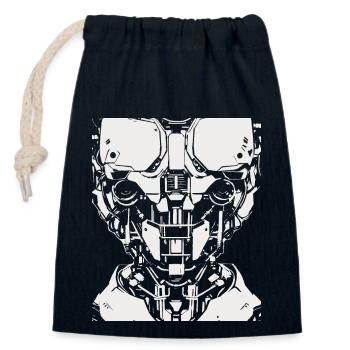 Conception de costume de fête d’Halloween squelette de robot - Sac cadeau en coton avec cordon (14 x 20 cm) - bleu marine - Devant