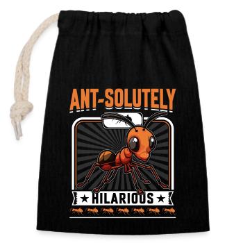 Ant-solutely hilarious - Verschließbarer Geschenkbeutel aus Baumwolle (14x20cm) - Schwarz - Vorne