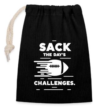 Sack The Day's Challenges - Closable cotton gift bag (14x20cm) - black - Front