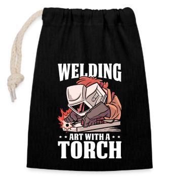 Welding Art Torch Arc Welding Welding - Closable cotton gift bag (14x20cm) - black - Front