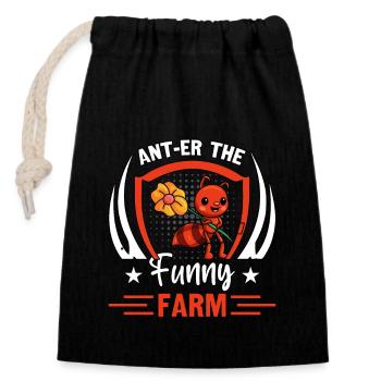 Ant-er the funny farm - Closable cotton gift bag (14x20cm) - black - Front