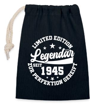 Legendär seit '45: 78/79 Jahre - Verschließbarer Geschenkbeutel aus Baumwolle (14x20cm) - Navy - Vorne