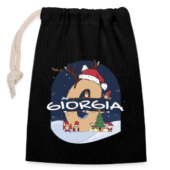 Génial Giorgia nom w chapeau de père Noël dans le thème de Noël - Sac cadeau en coton avec cordon (14 x 20 cm) - noir - Devant