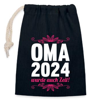 Werdende Oma 2024 - Verschließbarer Geschenkbeutel aus Baumwolle (14x20cm) - Navy - Vorne