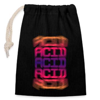 Acid House Techno EDM Party Festival DJ - Sac cadeau en coton avec cordon (14 x 20 cm) - noir - Devant