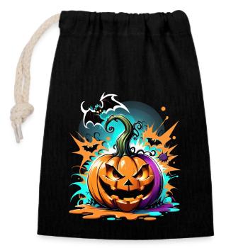 Halloween - Kürbis Gracitti - Verschließbarer Geschenkbeutel aus Baumwolle (14x20cm) - Schwarz - Vorne