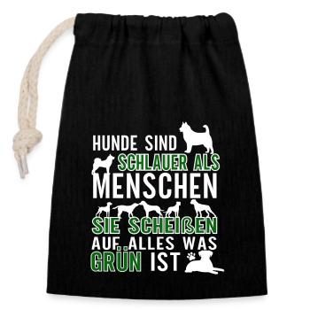 Die Grünen - Hunde sind schlauer als Menschen - Verschließbarer Geschenkbeutel aus Baumwolle (14x20cm) - Schwarz - Vorne