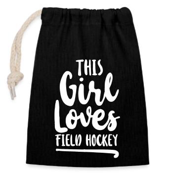 Field Hockey This Girl Loves Field - Closable cotton gift bag (14x20cm) - black - Front