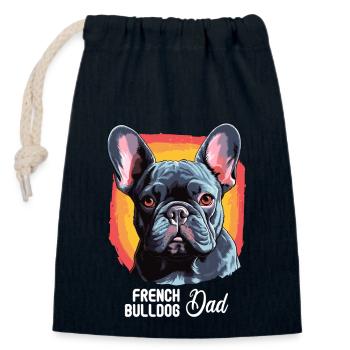 Hund French Bulldog - Verschließbarer Geschenkbeutel aus Baumwolle (14x20cm) - Navy - Vorne