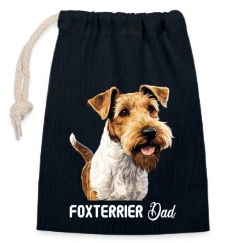 Dog Fox Terrier - Closable cotton gift bag (14x20cm) - navy - Front