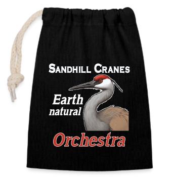 Sandhill Crane Lovers Bird Watching - Closable cotton gift bag (14x20cm) - black - Front