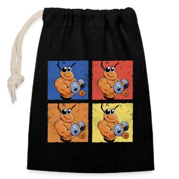 Biceps de remise en forme de fourmi - Sac cadeau en coton avec cordon (14 x 20 cm) - noir - Devant