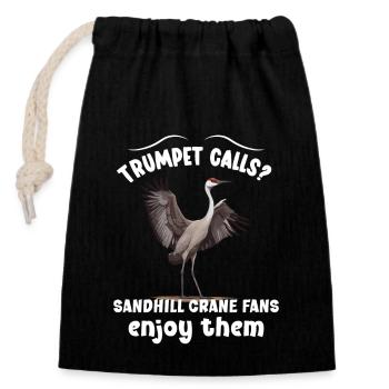 Sandhill Crane Lovers Bird Watching - Closable cotton gift bag (14x20cm) - black - Front