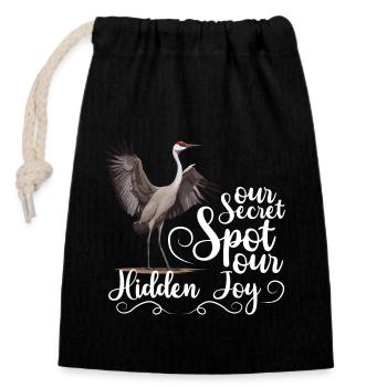 Sandhill Crane Lovers Bird Watching - Closable cotton gift bag (14x20cm) - black - Front