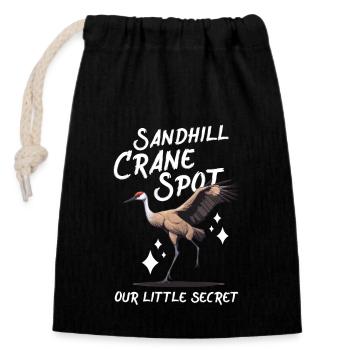 Sandhill Crane Lovers Bird Watching - Closable cotton gift bag (14x20cm) - black - Front