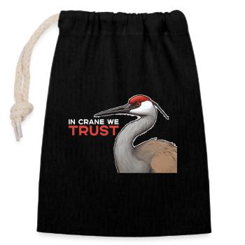 Sandhill Crane Lovers Bird Watching - Closable cotton gift bag (14x20cm) - black - Front