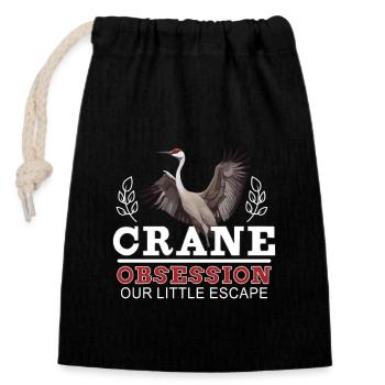 Sandhill Crane Lovers Bird Watching - Closable cotton gift bag (14x20cm) - black - Front