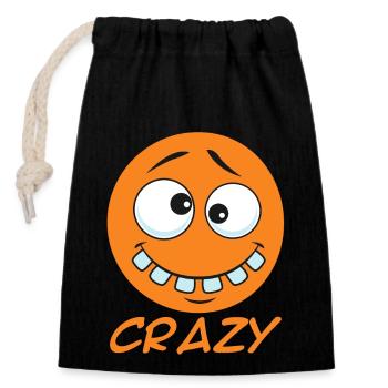 Crazy dot - petit point fou - Sac cadeau en coton avec cordon (14 x 20 cm) - noir - Devant