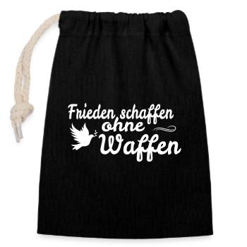 Den Frieden schaffen ohne Waffen - Friedenstaube - Verschließbarer Geschenkbeutel aus Baumwolle (14x20cm) - Schwarz - Vorne