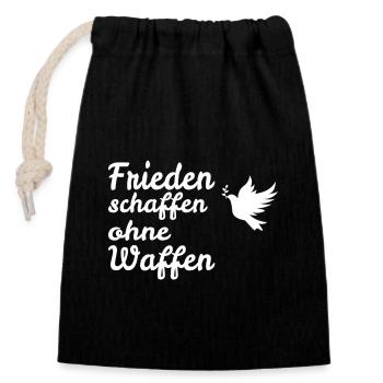 Den Frieden schaffen ohne Waffen - Weltfrieden - Verschließbarer Geschenkbeutel aus Baumwolle (14x20cm) - Schwarz - Vorne
