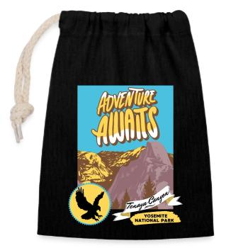 Parc national de Yosemite, Vintage, Tenaya Canyon - Sac cadeau en coton avec cordon (14 x 20 cm) - noir - Devant
