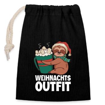 Frohe Weihnachten - Verschließbarer Geschenkbeutel aus Baumwolle (14x20cm) - Schwarz - Vorne