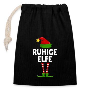Ruhige Elfe - Verschließbarer Geschenkbeutel aus Baumwolle (14x20cm) - Schwarz - Vorne