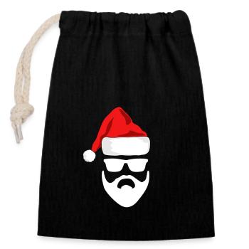Père Noël - Sac cadeau en coton avec cordon (14 x 20 cm) - noir - Devant