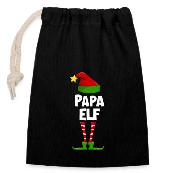 Papa Elf - Verschließbarer Geschenkbeutel aus Baumwolle (14x20cm) - Schwarz - Vorne