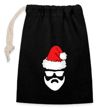 Merry Christmas - Closable cotton gift bag (14x20cm) - black - Front