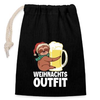 Frohe Weihnachten - Verschließbarer Geschenkbeutel aus Baumwolle (14x20cm) - Schwarz - Vorne