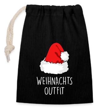Frohe Weihnachten - Verschließbarer Geschenkbeutel aus Baumwolle (14x20cm) - Schwarz - Vorne