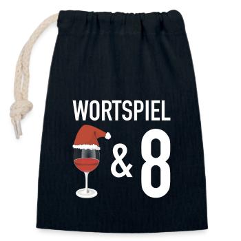 Weihnachten Wortspiel - Verschließbarer Geschenkbeutel aus Baumwolle (14x20cm) - Navy - Vorne