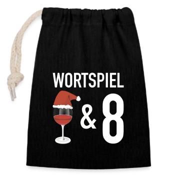 Weihnachten Wortspiel - Verschließbarer Geschenkbeutel aus Baumwolle (14x20cm) - Schwarz - Vorne