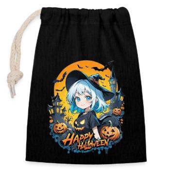 Halloween - Hexen-Manga - Verschließbarer Geschenkbeutel aus Baumwolle (14x20cm) - Schwarz - Vorne