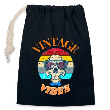 T-shirt design vintage vibes - Closable cotton gift bag (14x20cm) - navy - Front