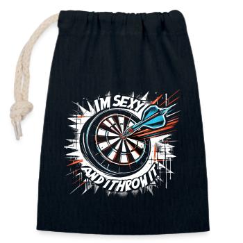 Dart Dartspieler I'm sexy and I throw it - Verschließbarer Geschenkbeutel aus Baumwolle (14x20cm) - Navy - Vorne