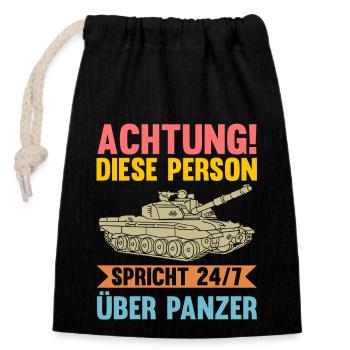 Tanker Soldier Tank - Closable cotton gift bag (14x20cm) - black - Front