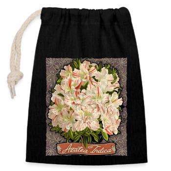 Azalée Indica, fleurs botaniques vintage, azalée - Sac cadeau en coton avec cordon (14 x 20 cm) - noir - Devant