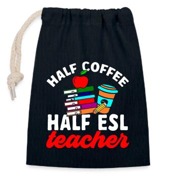 Teacher English Second Language Foreign Language - Closable cotton gift bag (14x20cm) - navy - Front