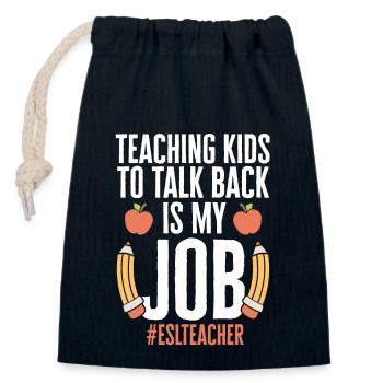 Teacher English Second Language Foreign Language - Closable cotton gift bag (14x20cm) - navy - Front