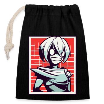Style d’anime de dessin animé : Zombie Ghoul Girl - Sac cadeau en coton avec cordon (14 x 20 cm) - noir - Devant