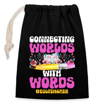 Lehrkraft Englisch Zweitsprache Fremdsprache - Verschließbarer Geschenkbeutel aus Baumwolle (14x20cm) - Schwarz - Vorne