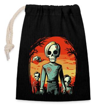 Dessin animé Anime Manga Zombie Goule Amis - Sac cadeau en coton avec cordon (14 x 20 cm) - noir - Devant