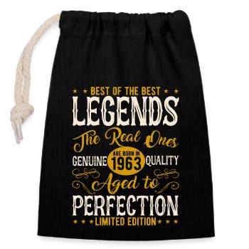 Cadeau d’anniversaire légendaire de 1963 - Sac cadeau en coton avec cordon (14 x 20 cm) - noir - Devant
