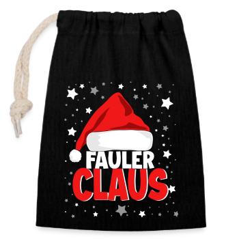 Fauler Claus Weihnachten - Verschließbarer Geschenkbeutel aus Baumwolle (14x20cm) - Schwarz - Vorne