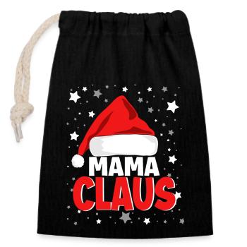 Maman Noël - Sac cadeau en coton avec cordon (14 x 20 cm) - noir - Devant