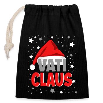 Dad Claus Christmas - Closable cotton gift bag (14x20cm) - black - Front