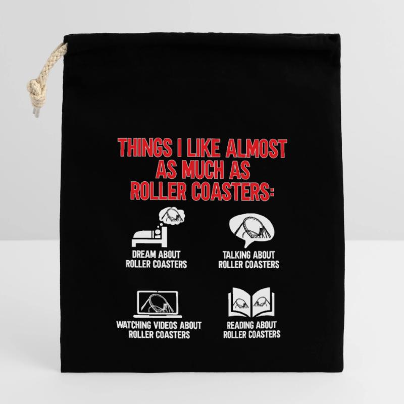 Roller Coaster Parc d’attractions Roller Coaster Sac cadeau en coton avec cordon (14 x 20 cm)